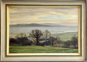 Arthur Weaver, oil on canvas, a view of a farm near Abergavenny, Monmouthshire, signed and dated