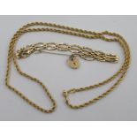 A 9ct Italian Prince of Wales twist necklace, together with a 9ct gate bracelet with padlock