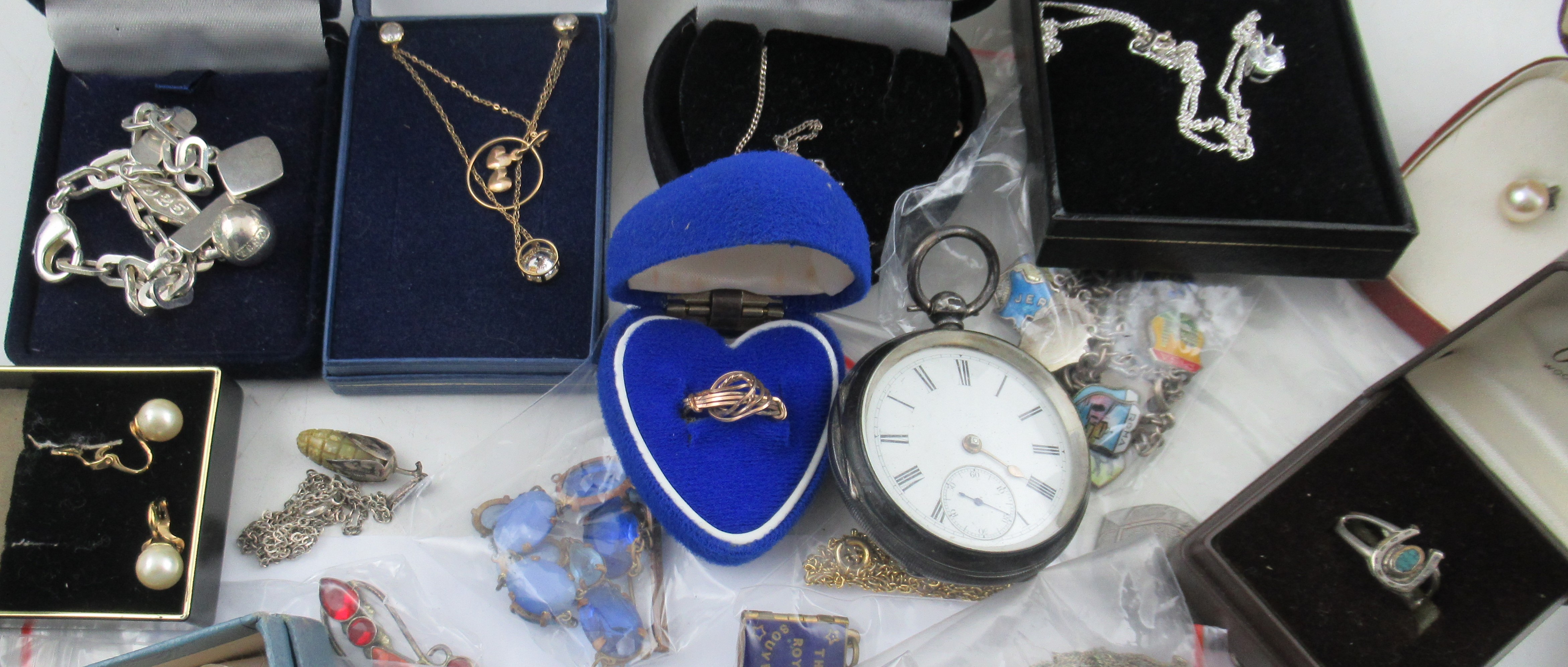 A collection of costume jewellery, to include silver and other brooches, necklaces, a silver cased - Image 3 of 3