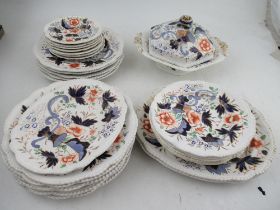 A 19th century Davenport Ironstone Imari Patern 28 piece part dinner service, impressed marks to