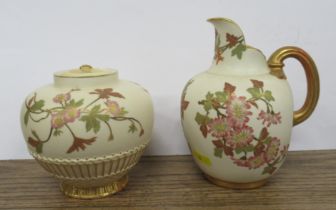 A Royal Worcester gilt ivory pot pourri, lacking outer cover and with blush ivory associated inner