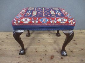 An 18th century Chippendale style stool 17ins x 22ins, height 19ins