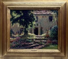 William Hoggatt, oil on canvas, entitled “My Garden steps I.O.M., signed, 20ins x 24ins, with the