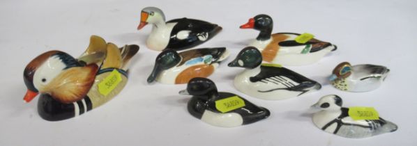 A collection of eight Peter Scott Beswick ducks to include a Shelduck, a Mandarin, a King Eider,