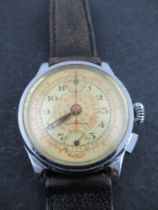 A 1940s Pierce Chronograph Gentleman's wrist watch, with stainless steel back and a leather strap