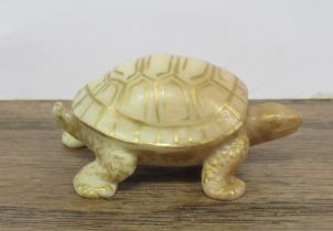 A Royal Worcester blush ivory netsuke, modelled as a tortoise