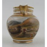 An 19th century Grainger and Co miniature jug, decorated with a view of the Malvern Hills, signed