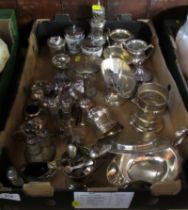 A box of assorted silver plate etc