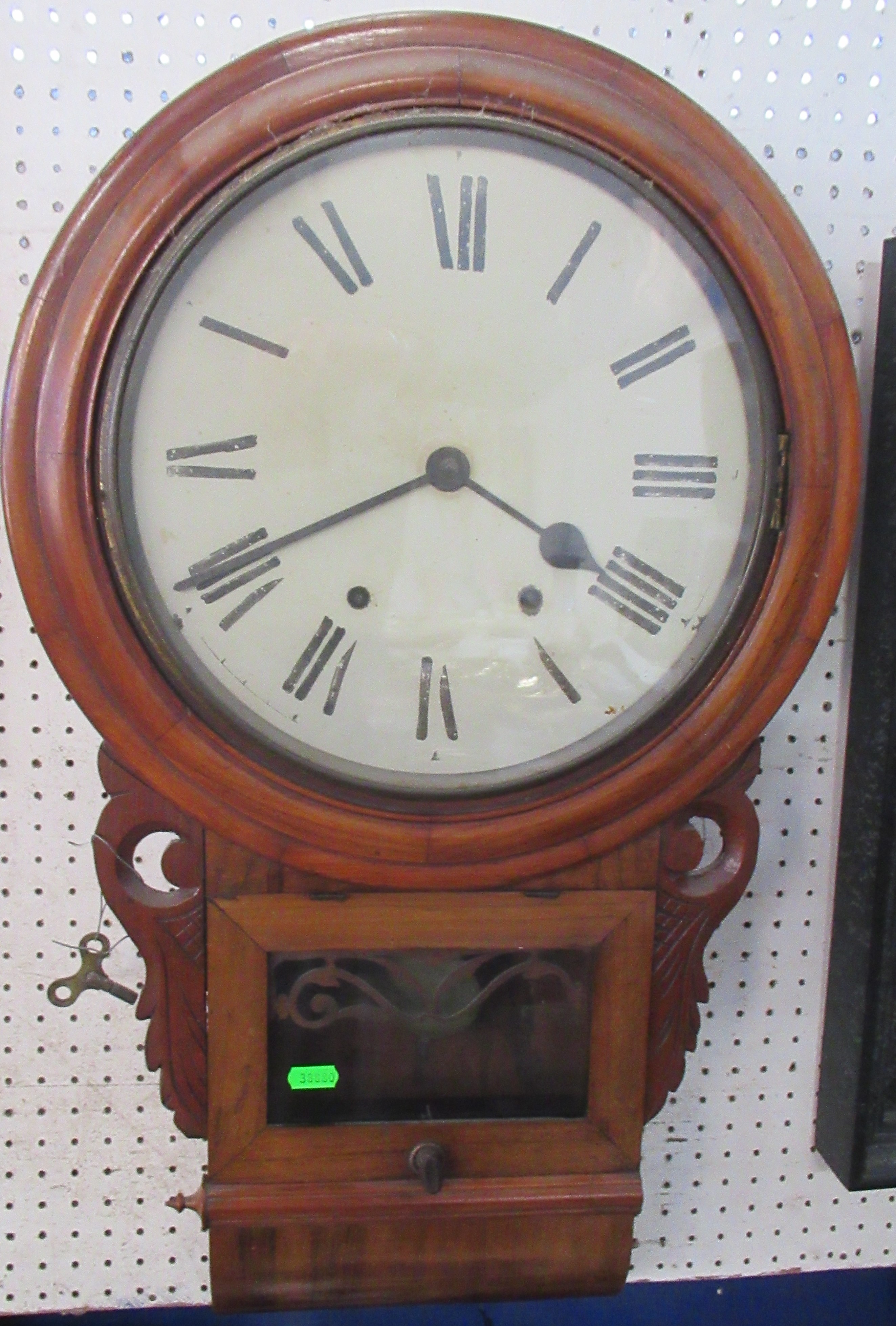 A 19th century rosewood drop dial wall clock