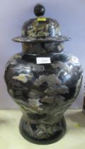 An Oriental design papier mache covered vase, af , height 19ins