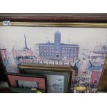 A collection of prints including Lowry examples