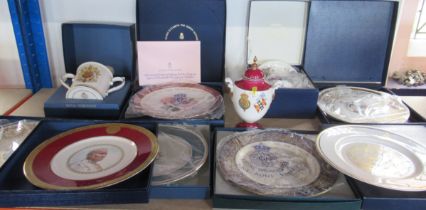 A collection of boxed Royal Worcester wall plates and other Royal Worcester china