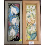 Two Moorcroft framed plaques, 12ins x 4ins