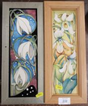 Two Moorcroft framed plaques, 12ins x 4ins