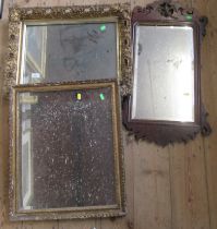 A gilt framed mirror, Georgian fret cut mirror and another gilt framed