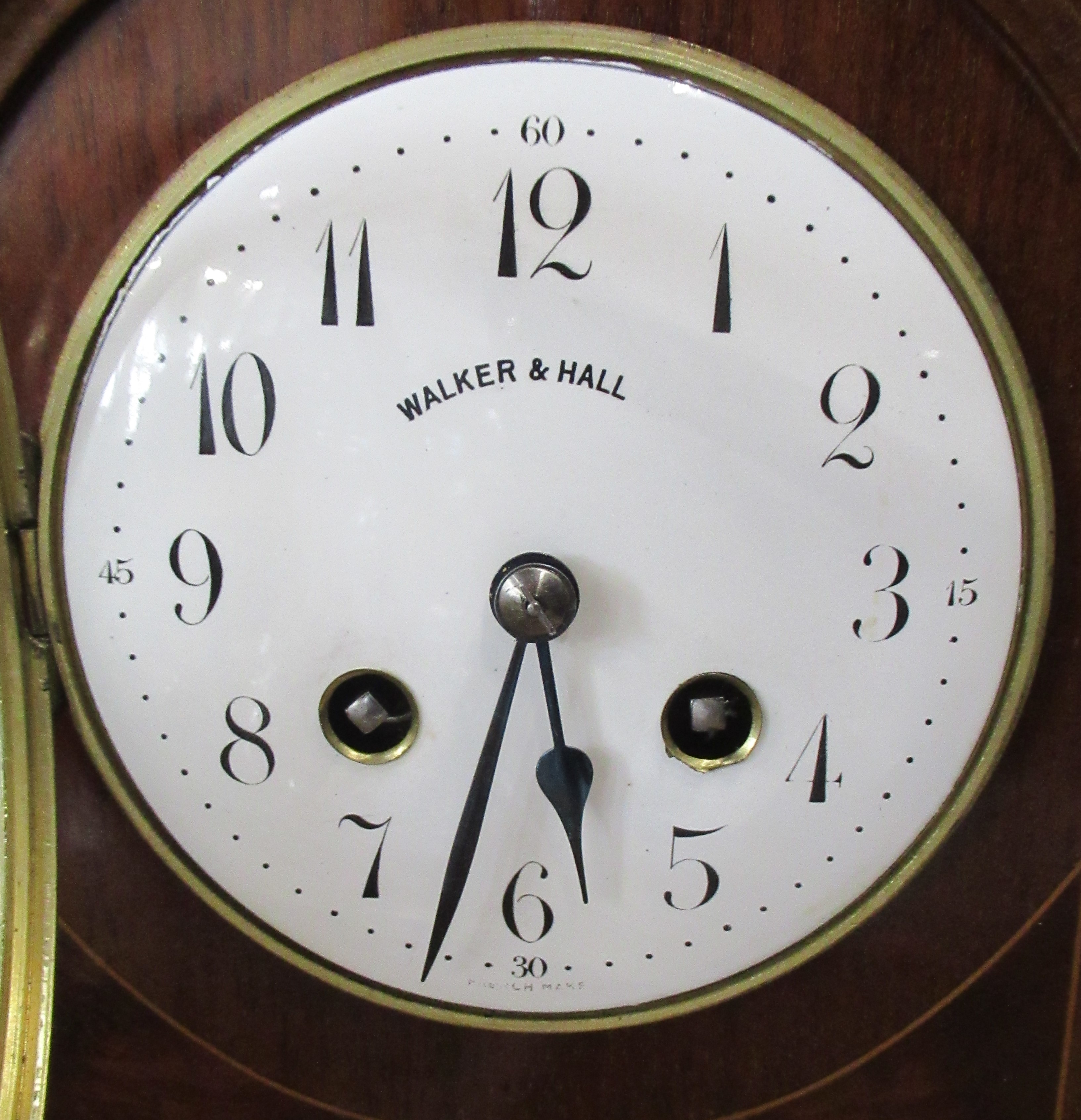 A Walker and Hall mahogany mantle clock, height 11ins - Image 2 of 5