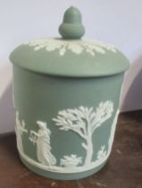 A Wedgwood biscuit barrel, height 8ins
