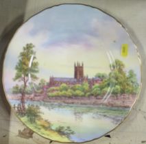 A Royal Worcester cabinet plate, decorated with Worcester Cathedral, signed, diameter 11ins