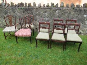 A collection of 19th century chairs , including a set of six mahogany dining chairs