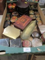 A collection of patch boxes, boxes, including lacquer and cloisonne examples