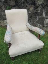 A 19th century Holland and Sons open armchair, stamped to the back leg