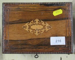 An antique box, with inlaid decoration, width 8ins