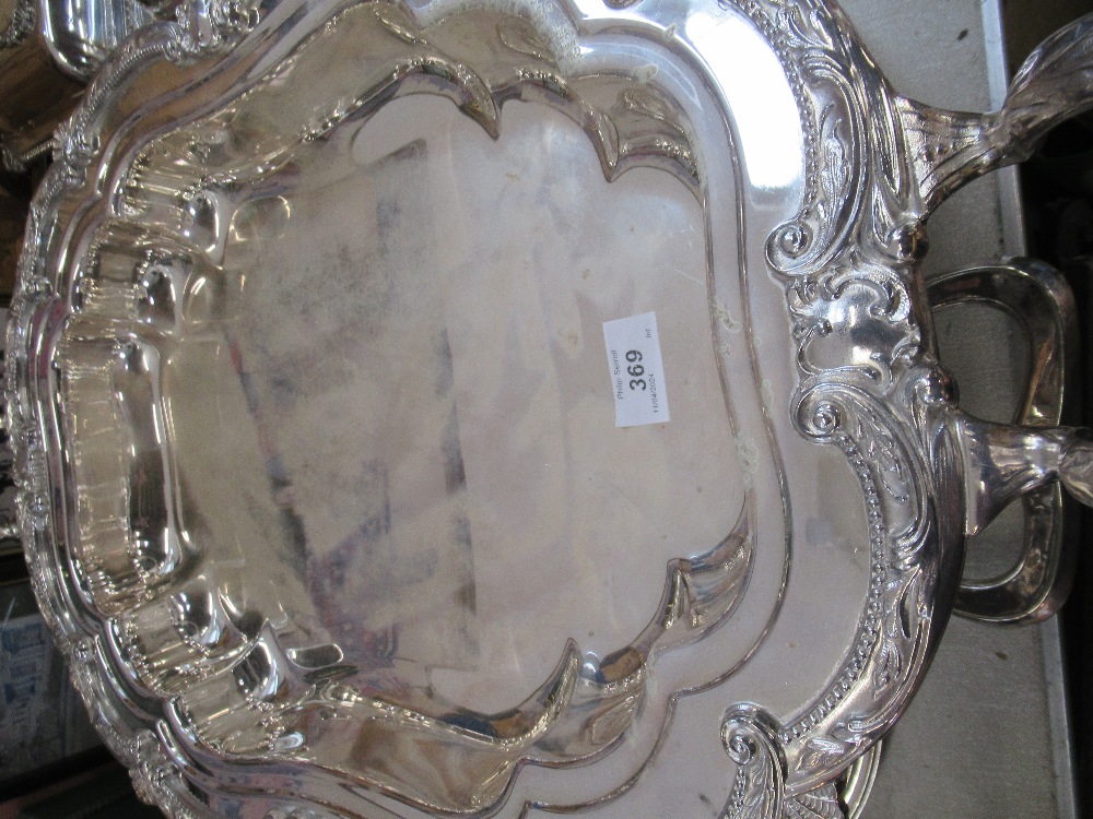 A collection of silver plated trays