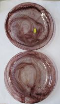 A pair of pressed glass dishes, diameter 11.5ins