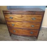 A 19th century chest of drawers of three drawers with pull out brush tray, width 37ins, depth 20ins,
