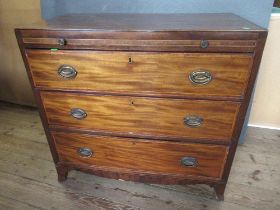 A 19th century chest of drawers of three drawers with pull out brush tray, width 37ins, depth 20ins,