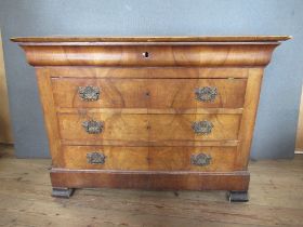 A 19th century continental mahogany chest of drawers, width 47ins, depth 19ins, height 35ins