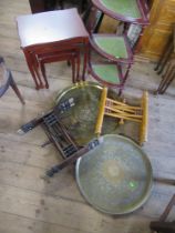A collection of furniture including Benares style tables, what not etc