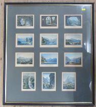 A framed set of 12 continental Alpine views