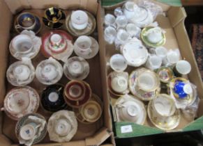 Two boxes of cabinet cups and saucers, including continental examples