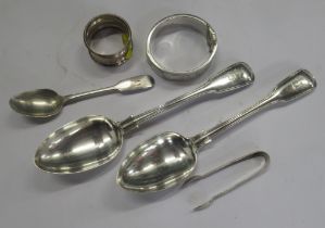 A collection of hallmarked silver, including spoons, bracelet etc, total weight 9oz