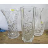 A Scandinavian glass vase, together with two other glass vases, height 11ins and down