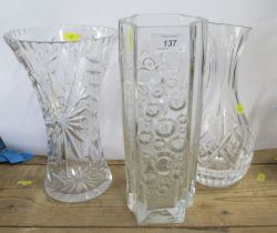 A Scandinavian glass vase, together with two other glass vases, height 11ins and down