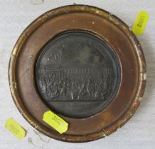 A framed medallion, 'Arrivee du Roi a Paris, le 6 Octobre 1789', diameter 3ins