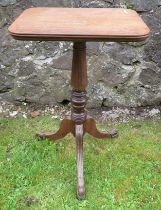 A 19th century mahogany rectangular top occasional table, on turned column, with carved outswept