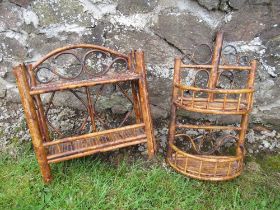 Two bamboo wall shelves, width 15ins and 10ins