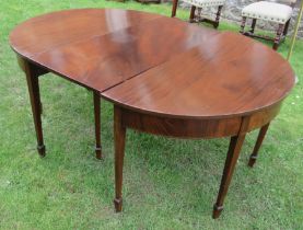 A 19th century mahogany D end dining table, length 67ins, width 48ins, height 28ins