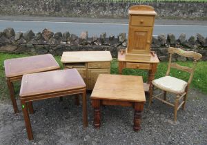 A collection of furniture, to include tables, cabinets etc