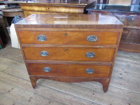 A 19th century mahogany chest of drawers of three drawers, width 35ins, depth 16ins, height 33ins