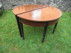 A 19th century D end dining table, width 47ins, length 48ins