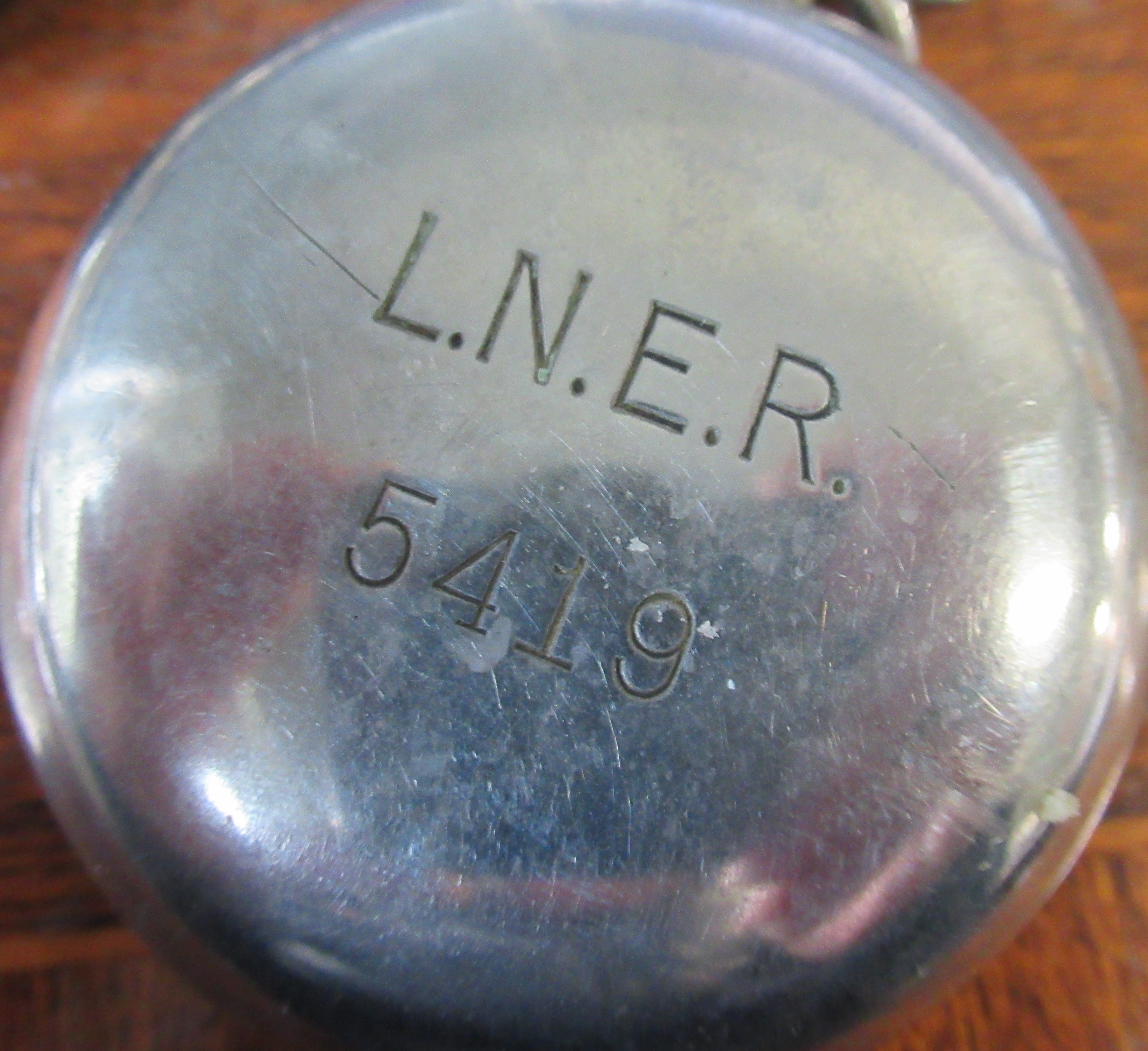 An Omega pocket watch, together with a Selek pocket watch, engraved L.N.E.R 5419 and a watch chain - Image 3 of 3