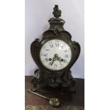 A French style brass cased mantel clock, with white enamel dial, the movement stamped H Bright