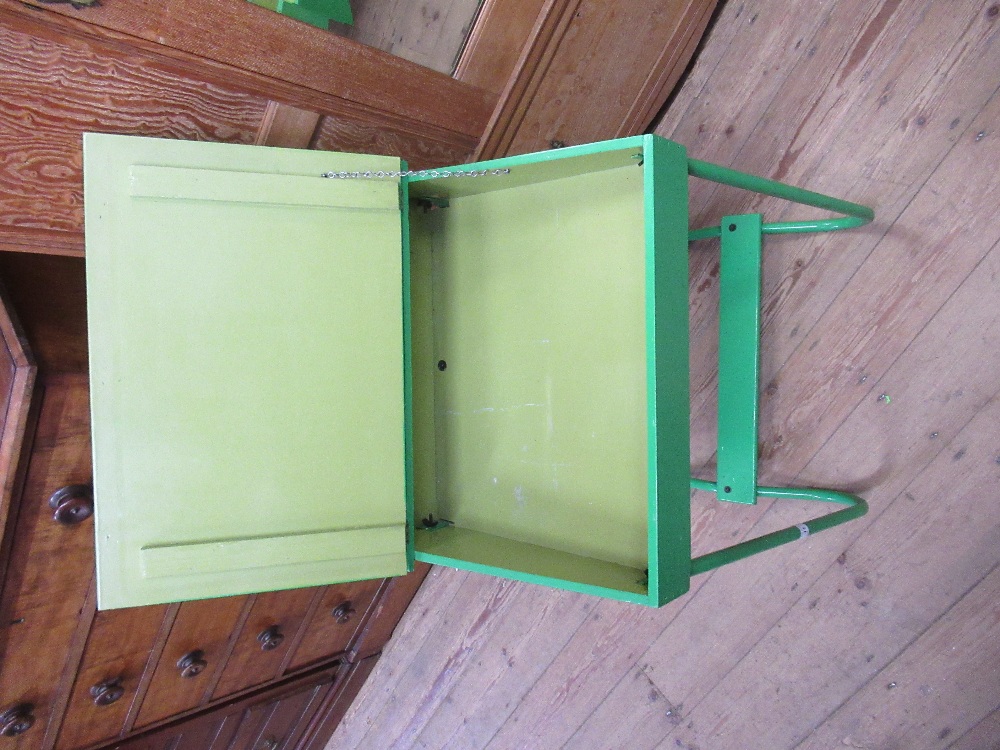 A painted green child's desk width 20ins, height 29ins - Image 3 of 4