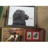 A collection of prints and paintings, dog subjects