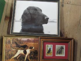 A collection of prints and paintings, dog subjects