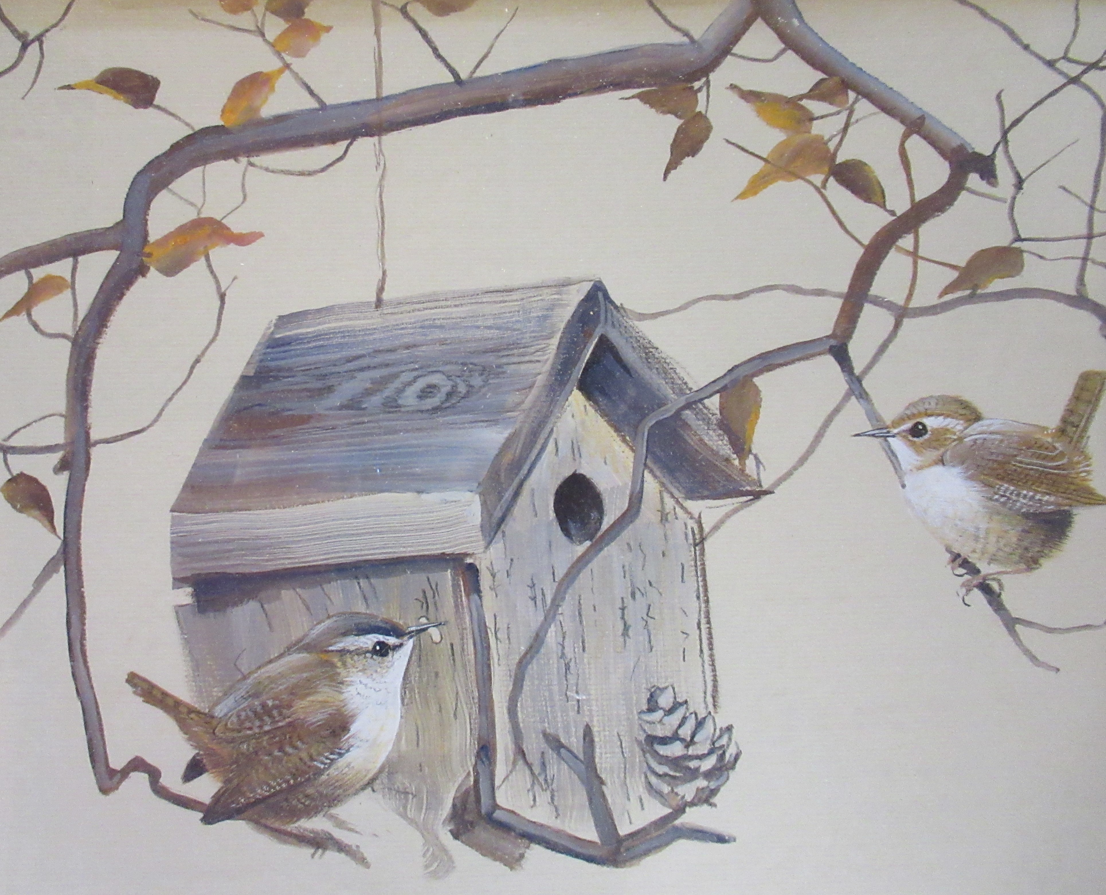 Pollyanna Pickering, watercolour, studies of wren with framed sketch book, 12ins x 33ins - Image 3 of 5